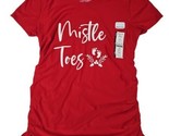 Maternity Shirt Medium S (4-6) Red Mistle Toes Christmas - $10.85