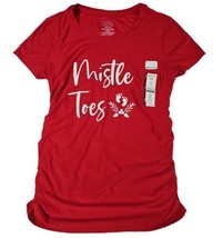 Maternity Shirt Medium S (4-6) Red Mistle Toes Christmas - £8.47 GBP