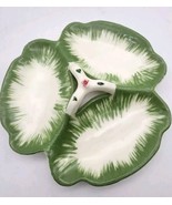 Vtg Ceramic Green Divided Dish - $18.96 CAD