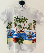 True Face Men’s White Surfing Santa Claus Rare Hawaiian Shirt Size M - £16.79 GBP