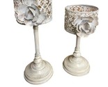 Midwest CBK Metal And Rose Candle Holders Set of 2  10 and 12 Inch Candl... - $41.45