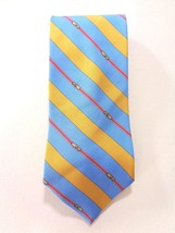 Brooks Brothers Makers  Mens 100% Silk Tie Lite Blue Yellow Stripe - £21.68 GBP