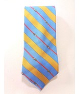 Brooks Brothers Makers  Mens 100% Silk Tie Lite Blue Yellow Stripe - £21.66 GBP