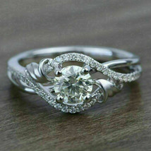 Designer Engagement Ring 2.45Ct Round Cut Diamond Solid 14k White Gold Size 8.5 - £218.49 GBP
