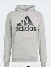 Adidas Men&#39;s Essentials Fleece Big Logo Pullover Hooded Sweatshirt – Gray - £34.36 GBP