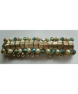 Vintage 1950&#39;s Coro Bracelet W/Faux Pearls &amp; AB Rhinestones 7.5&quot; x 7/8&quot; - $103.01 CAD