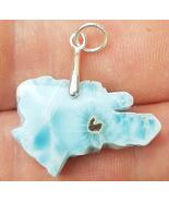  Dominican map-mapa LARIMAR gemstone 925 sterling silver pendant wil-6 - $31.00