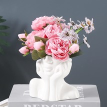 Face Vases Vases For Flowers White Ceramic Vase Lady Half Body Vase Modern Home - £30.35 GBP