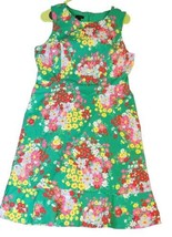 Talbots Green Spring Floral Print Lined Flounce Hem Sheath Dress Size 8 ... - $39.95