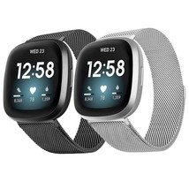 2Pack Metal Bands Compatible With Fitbit Versa 3 /Fitbit Versa 4 /Fitbit Sense 2 - £22.02 GBP