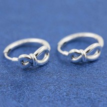 Mother's Day Release S925 Sterling Silver Infinity Knot Hoop Earrings - £14.18 GBP