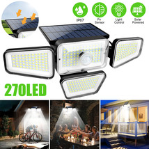 270 LED PIR Motion Sensor Wall Light Solar Power Waterproof Outdoor Garden Lamp - £34.64 GBP