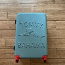 Tommy Bahama Teal &amp; Pink Rolling Luggage Hardshell Wheeled 22&quot;x9”x14 Crack Shell - $149.99