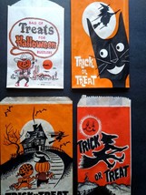 Halloween Candy Trick Or Treat Bags Witch Smiling Moon Man Cowboy Black Cat (4) - £15.31 GBP