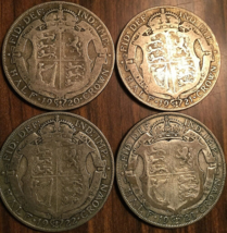 1920 1921 1922 1923 Lot Of 4 Uk Gb Great Britain Silver Half Crown Coins - £32.66 GBP