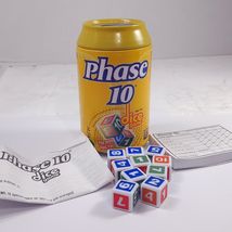 Phase 10 Dice Game soda pop Can Dice yellow Score Pad Instructions Famil... - $59.00