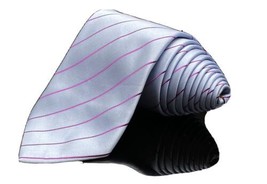 Bcbg Attitude Blue Brown Purple Striped Neck Tie 100% Silk - $9.56