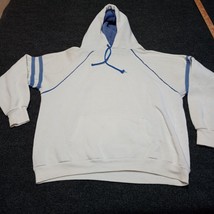Vintage Sportswear Hoodie Adult Large White Blue 80s Pullover Fleece Swe... - £29.12 GBP