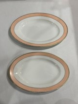 Old Paris Porcelain 2 Small Oval Platters Pink Band Gold Gilding - $59.99