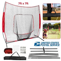 7&#39;7&#39; Baseball Practice Net for Batting Teeball Softball Training Hitting... - $106.99