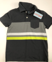 Cat & Jack Boy's Gray Striped Polo Shirt with Pocket XS (4-5) - $12.00