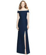 Alfred Sung 751...Off-the-Shoulder Criss Cross Back Satin Dress..Midnigh... - $1,971.54 MXN