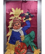 Large Halloween Thanksgiving/Fall Scarecrow &amp; Pumpkin Garden Flag 44 in ... - £10.52 GBP
