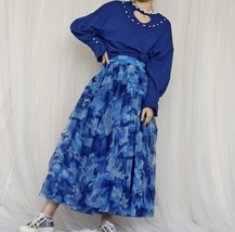BLUE Army Pattern Puffy Tutu Holiday Outfit Women Plus Size Tulle Midi Skirt image 4