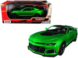 2017 Chevrolet Camaro ZL1 Metallic Green 1/24 Diecast Car Model by Motormax - $1,503.08 MXN
