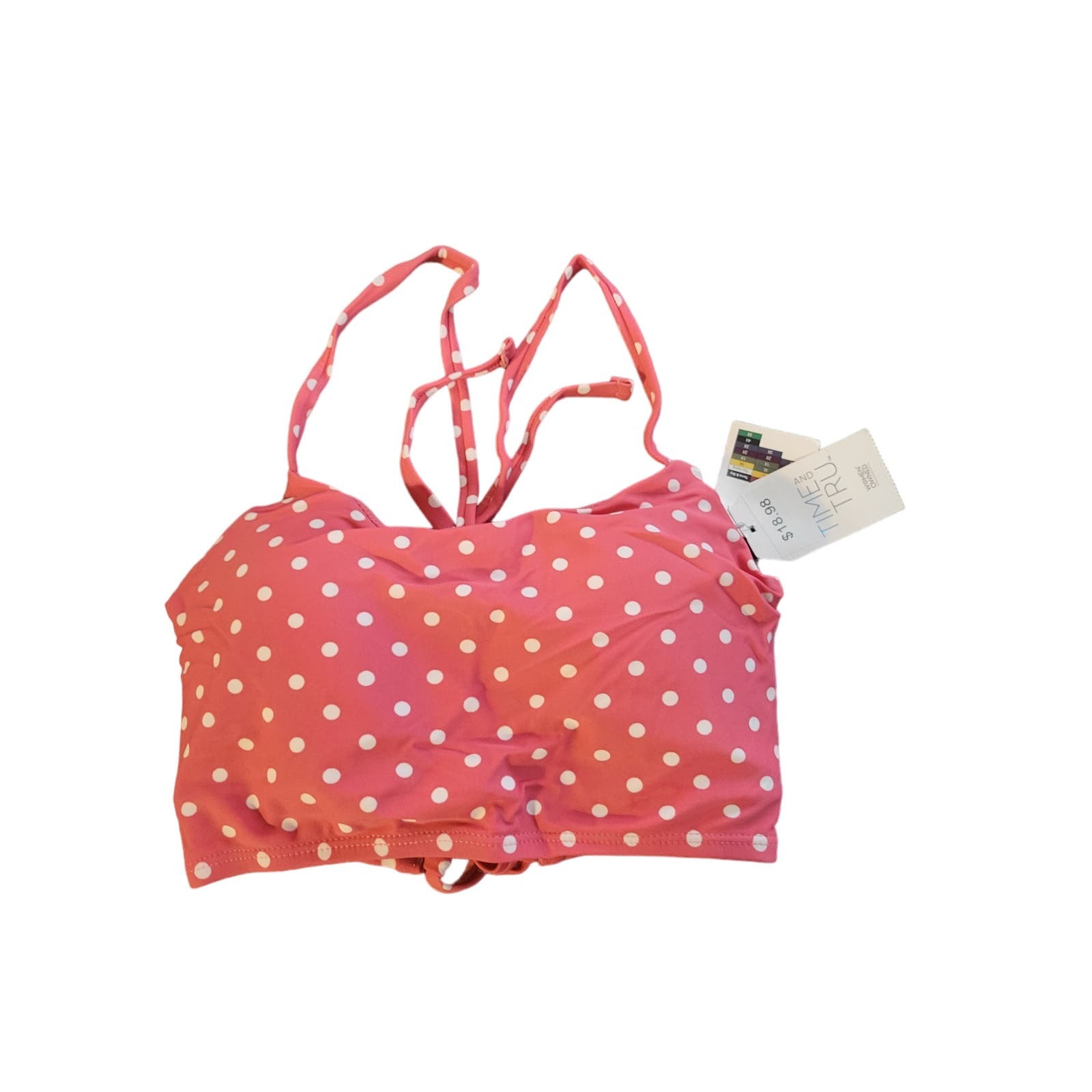 Primary image for NWT Time and Tru Small 4-6 pink polka dot bikini top