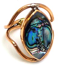 Silverio Blue Pacific Abalone Ascendancy Brut Copper Ring Marquise Size 5 - £17.40 GBP