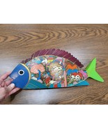Mexican Folk Art Wood Fish Hand Carved &amp; Hand Painted 7”  T x 17.5” L x 1”  - $22.08 CAD