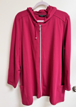 Susan Graver Weekend Women&#39;s Raspberry Hoodie Jacket SZ XL Zipper Front ... - $24.26