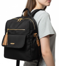 Black Nylon Convertible Backpack Purse Shoulder Bag Gold Hardware Tassel... - $19.79