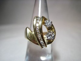 Vintage 14K Yellow Gold Ladies Diamond Cluster Cocktail Signed Ring K586 - £1,353.18 GBP