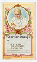 A Birthday Greeting Card Baby Girl Cradle Role Sunday School  - $11.88