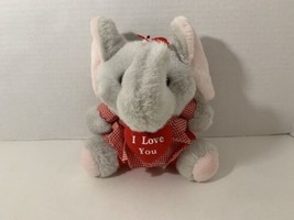 Embrace plush I Love You Valentine&#39;s Day red elephant holding heart dress bow - £12.30 GBP