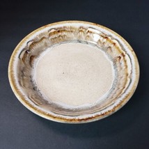 Hand Thrown Drip Glazed Beige Brown Gray 9&quot; Stoneware Bowl - $21.60