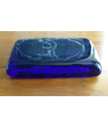 Cobalt Blue Glass Paperweight Flat Rectangle Slab Spoon rest - $29.02