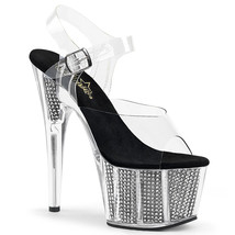 PLEASER ADORE-708SRS Women&#39;s 7&quot; Heel Platform Sandal W/Simulated RS Fill... - $59.95