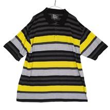 Old Skool Men&#39;s 3X Striped Pique Polo Shirt Black Gray Yellow Streetwear... - $26.00
