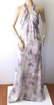 Carolina Herrera Vintage Purple &amp; Cream Floral Silk Halter Gown (Size 8) - $2800 - £780.81 GBP