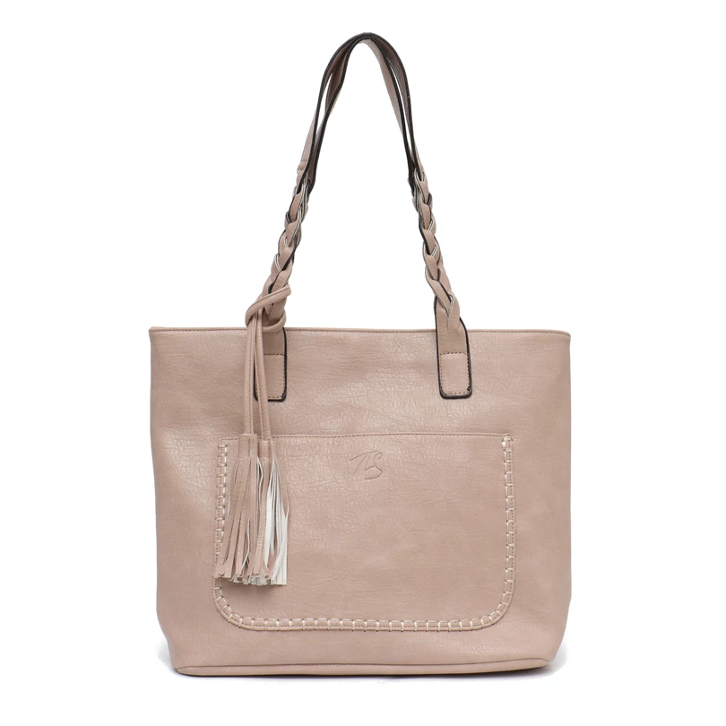 Vegan Leather Women Fashion Tote Ladies Hot Sale Tassel Shoulder Bag Front Pocke - £36.38 GBP