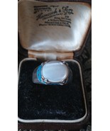Vintage 1950-s Natural Pearl Enamel Sterling Silver Ring Size UK R , US ... - $1,833.30 MXN