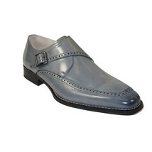 Men's Giovanni Shoes High Quality Leather Monk Strap Buckle AMATO gray image 8