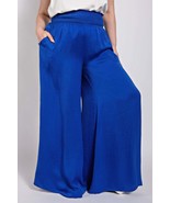 Washed Satin Wide Pants With Waist Smocked - $55.00