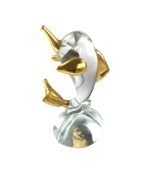 Clear Glass Dolphin Gold on Fins and Nose Figurine 6&quot; Clear Pontil - $15.75