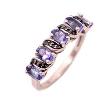 Natural Tanzanite Vintage 925 sterling silver ring with black spinel stone - £142.81 GBP