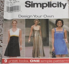 Simplicity 7510 Sewing Pattern Misses&#39; Empire Dresses Size 10, 12, 14 Uncut  - £5.46 GBP