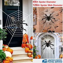 Giant Yard Halloween Decorations Outdoor Spider Web Big Stretch Cobweb Set Party - £16.77 GBP